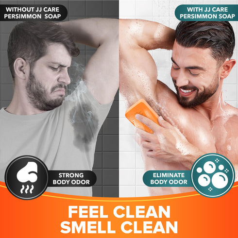 JJ CARE Persimmon Soap (Pack of 2) 2.8 oz., Persimmon Soap for Body Odor, Nonenal Soap Odor Eliminating Persimmon Soap Bar, Persimmon Deodorizing Soap for Women with Green Tea Extract