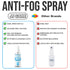 JJ CARE Anti Fog Spray for Glasses (2.7 Fl Oz) No Fog Glasses Spray with Free PE Bag & Cleaning Cloth, Up to 800 Sprays, Eyeglass Defogger Spray for Mask Wearers, Goggles, Helmets (Pack of 1)