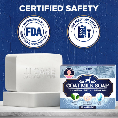JJ CARE Goat Milk Soap (2 bars) 5 oz., Moisturizing Goat Milk Soap Bar, Best for Normal, Dry and Aging skin, Unscented Goat Milk Soap Bar, Skin Nourishing Goats Milk Natural Bar Soap