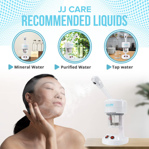 JJ CARE Ozone Facial Steamer Tabletop - Facial Steamer with Rotating Spray Head at 360 Degrees and Auto Shut Off Feature - Portable Facial Steamer for Facial Deep Cleaning & Vaporizer