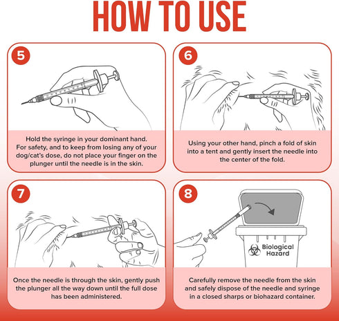 JJ CARE Insulin Syringe for Pets (Pack of 100) 31g 3/10cc 1/2”, U-100 Pet; Accurate Dosing Pet Syringes with Needle, Half Unit Markings Syringes for Cats and Dogs