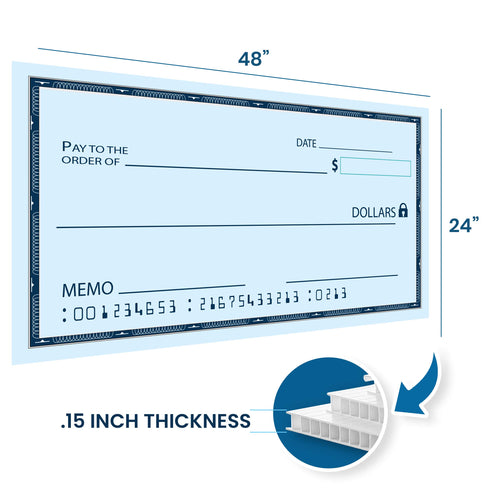 Giant Check 48"x24", Dry Erase, Blue