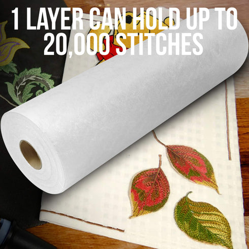 JJ CARE Cut Away Fabric Stabilizer for Embroidery 15"x30 Yards, Cut Away Embroidery Stabilizer, Cut Away Medium Stabilizer, Cutaway Stabilizer Roll, Embroidery Cut Away Backing (White)
