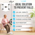 JJ CARE Transfer Pole - Floor to Ceiling Grab Bar with Adjustable Handle Height, 7 to 10 ft Grab Bar Pole for Elderly, Stability Rail with 4 Reflective Stickers on Handle, Supports Up to 220 lbs
