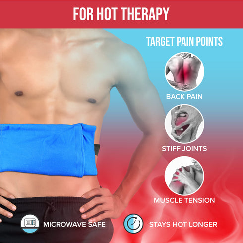 JJ CARE Gel Ice Packs Reusable - Pack of 2 Soft Ice Pack for Injuries with Wrap - Hot & Cold Pack Compress for Pain Relief, Rehabilitation, Flexible Therapy, for Knee, Back, Neck, Wrist, & Ankle