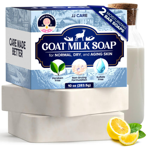 JJ CARE Goat Milk Soap (2 bars) 5 oz., Moisturizing Goat Milk Soap Bar, Best for Normal, Dry and Aging skin, Unscented Goat Milk Soap Bar, Skin Nourishing Goats Milk Natural Bar Soap