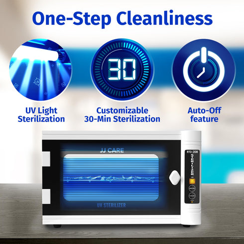 JJ CARE UV Sterilizer 8-Liter Capacity, UV Light 99% Sterilization Killing Efficiency, UV Sterilizer Cabinet for Salon, Spa, Office and At Home Use, Professional Tabletop UV Sterilizer