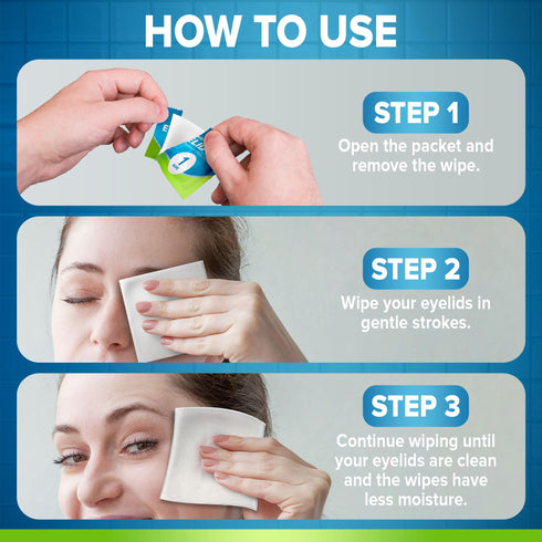 JJ CARE Eyelid Cleaning Wipes 80 PCs, Individually Wrapped Eye Lid Scrubbing Wipes, Moisturizing Eye Wipes for Irritated, Itchy, and Dry Eyes, Hypoallergenic Eye Scrub Cleaning Pads