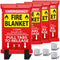 JJ CARE Fire Blanket - 4 Packs with Hooks - Emergency Fire Blanket for Home & Kitchen, High Heat Resistant Fire Suppression Blankets for Home Safety, Kitchen, and Camping