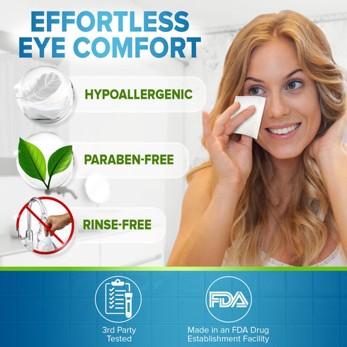 JJ CARE Eyelid Cleaning Wipes 80 PCs, Individually Wrapped Eye Lid Scrubbing Wipes, Moisturizing Eye Wipes for Irritated, Itchy, and Dry Eyes, Hypoallergenic Eye Scrub Cleaning Pads