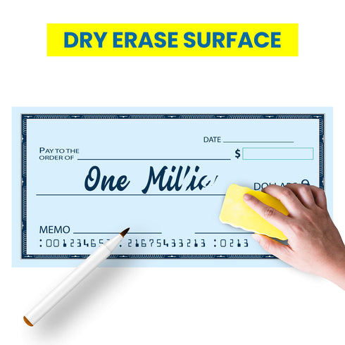 Giant Check 48"x24", Dry Erase, Blue