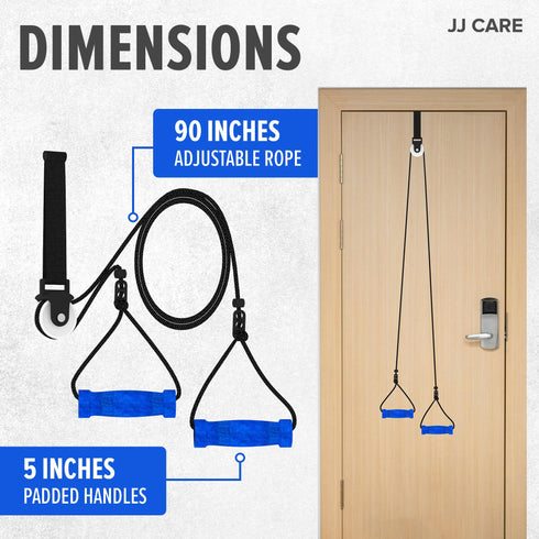 JJ CARE Over the Door Shoulder Pulley for Physical Therapy, 90 Inches Adjustable Exercise Pulleys for Shoulder Rehab - Rotator Cuff Exercise Equipment with Padded Handles, Door Hanger & Carry Bag