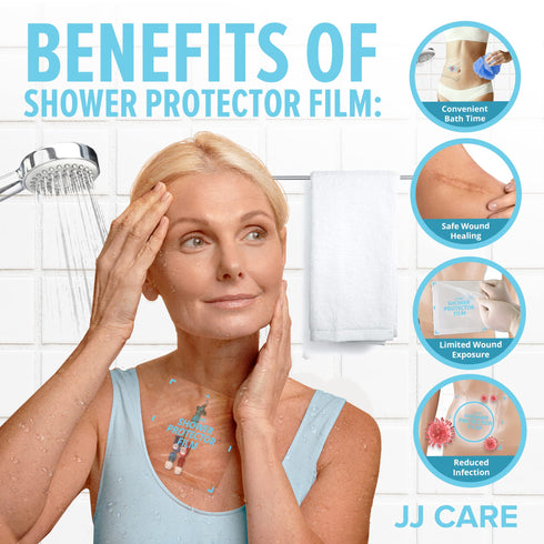 JJ CARE Shower Protector 9x9 Dialysis Catheter Shower Cover, PICC Line Water Barrier, Colostomy Shower Shields, Waterproof Bandage Protector