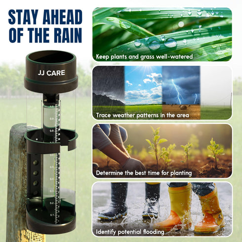 JJ CARE Rain Gauge 11’’ inches Rainfall Capacity, Rain Gauge Outdoor for Rainfall, Rain Gauge Measure for Garden, Lawn and Outdoor Yard, Weather Rain Gauge Collector