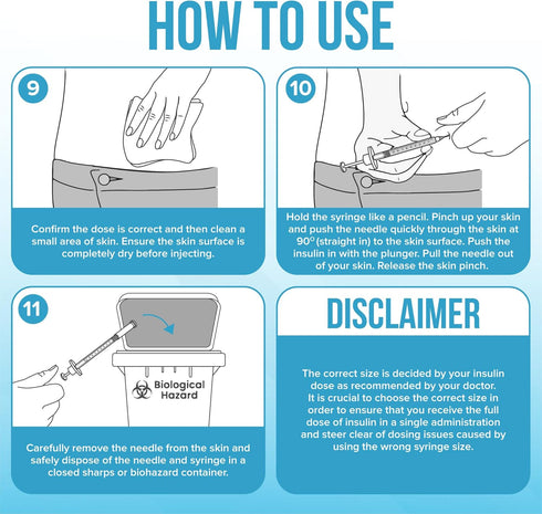 JJ CARE Disposable Syringe Pack (30 Count) – 1cc/mL, 30G 1/2", Ultra-Fine, Single-Use, Sterile & Individually Wrapped