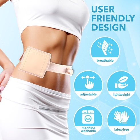 JJ CARE Feeding Tube Belt (Small), Breathable PEG Tube Belt, Nylon Fabric Gtube Belt Compatible with PEG Tubes and Gastrostomy Tubes, Adjustable and Washable G Tube Holder