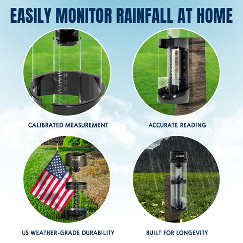 JJ CARE Rain Gauge 11’’ inches Rainfall Capacity, Rain Gauge Outdoor for Rainfall, Rain Gauge Measure for Garden, Lawn and Outdoor Yard, Weather Rain Gauge Collector