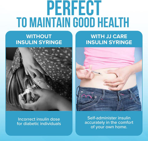 JJ CARE Disposable Syringe Pack (30 Count) – 1cc/mL, 30G 1/2", Ultra-Fine, Single-Use, Sterile & Individually Wrapped