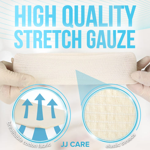 JJ CARE Tubular Bandage, 3” x 12 Yards Stockinette Tubing for Upper Arms, Ankle and Knees, Size D Reusable Elastic Bandage Sleeve, Tubular Compression Bandage Roll for Elbows, Rubber Latex w/Cotton