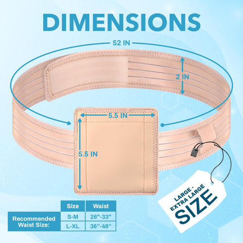 JJ CARE Feeding Tube Belt (Large), Breathable PEG Tube Belt, Nylon Fabric Gtube Belt Compatible with PEG Tubes and Gastrostomy Tubes, Adjustable and Washable G Tube Holder
