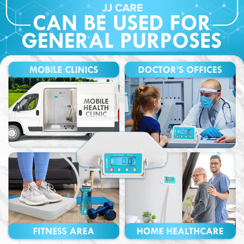 JJ CARE Medical Scale - Heavy Duty 660 lbs/299 Kgs Capacity Wrestling Scale for Gyms with Easy to Read LCD Display | Professional Medical Grade Scale for Body Weight, Home, Hospital, & Physicians