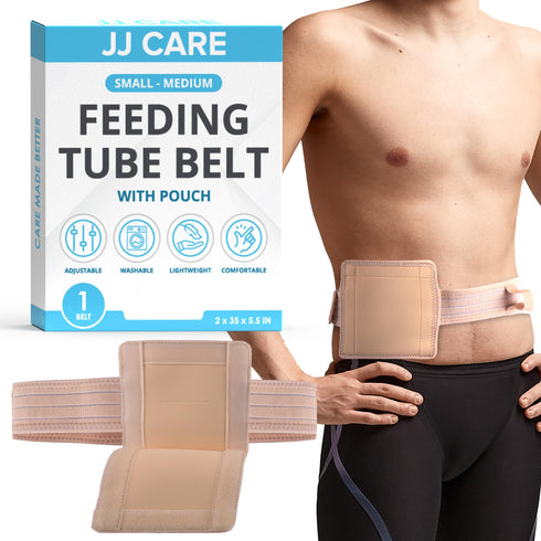 JJ CARE Feeding Tube Belt (Small), Breathable PEG Tube Belt, Nylon Fabric Gtube Belt Compatible with PEG Tubes and Gastrostomy Tubes, Adjustable and Washable G Tube Holder