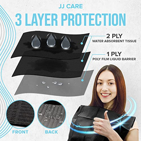 JJ CARE Dental Bibs 13" x 18" (Pack of 125, 250, and 500) - BLACK