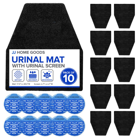 10 Pack Urinal Mats for Men + 10 Blue Urinal Screen Deodorizer, Non-Slip Urinal Floor Mats for Commercial Use, Highly Absorbent, Scented and Disposable Urinal Mats