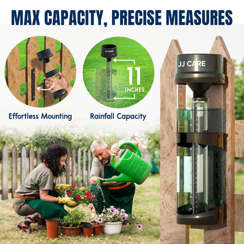 JJ CARE Rain Gauge 11’’ inches Rainfall Capacity, Rain Gauge Outdoor for Rainfall, Rain Gauge Measure for Garden, Lawn and Outdoor Yard, Weather Rain Gauge Collector