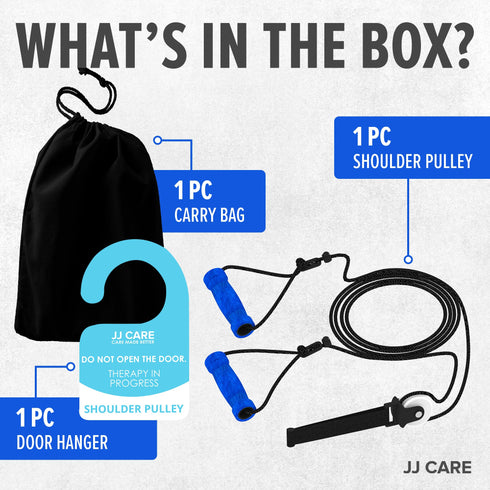 JJ CARE Over the Door Shoulder Pulley for Physical Therapy, 90 Inches Adjustable Exercise Pulleys for Shoulder Rehab - Rotator Cuff Exercise Equipment with Padded Handles, Door Hanger & Carry Bag