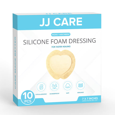Sacrum Foam Dressing 7x7 Pack of 10, Silicone Border