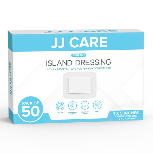 Adhesive Island Dressing 4 x 4 and 4 x 5 inch (Pack of 25, 50)