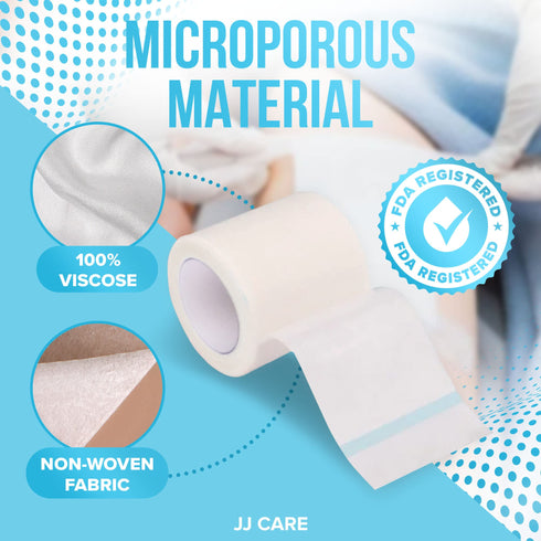JJ CARE Micropore Tape 2” x 10 Yards - Breathable Paper Tape Medical Use, Latex-Free Paper Surgical Tape, Individually Boxed Paper Bandage Tape Rolls
