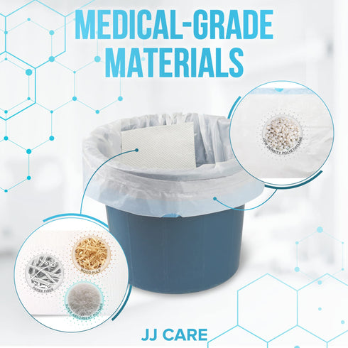 JJ CARE Commode Liners for Bedside Toilet Chair Bucket with Absorbent Pads (Pack of 30, 90)