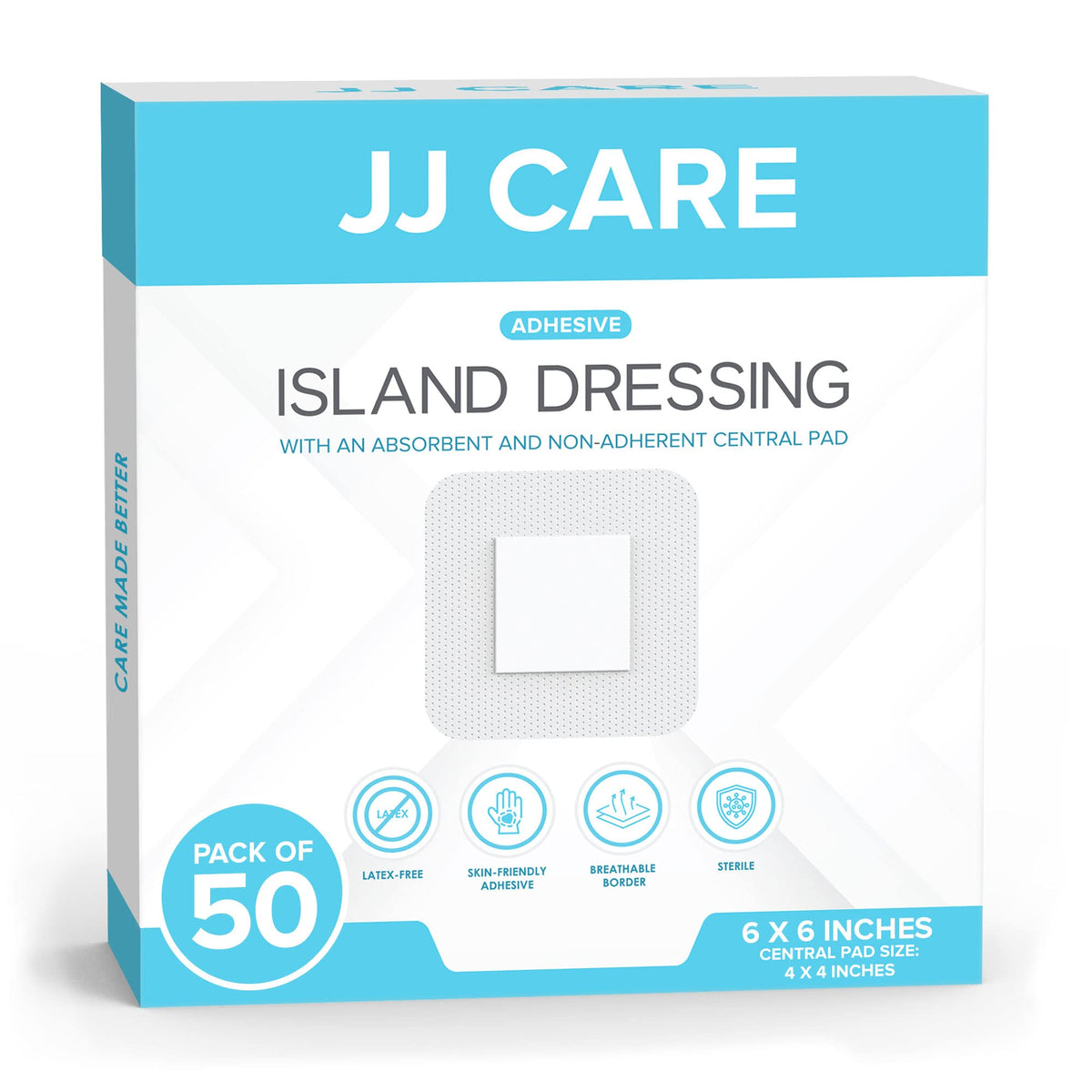 Adhesive Island Dressing - 6" x 6" JJ CARE USA Adhesive Island Dressing - 6" x 6" JJ CARE USA