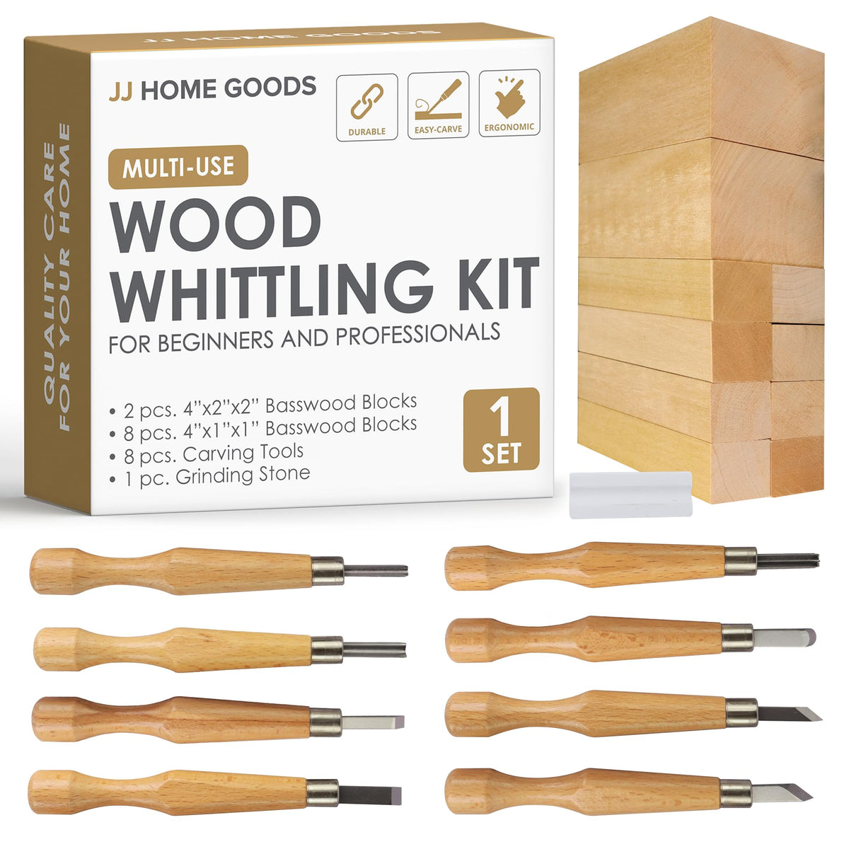 JTIEO 10-Pack Basswood Carving Blocks Kit - For Beginners & Pros, Easy To Carve - View #2
