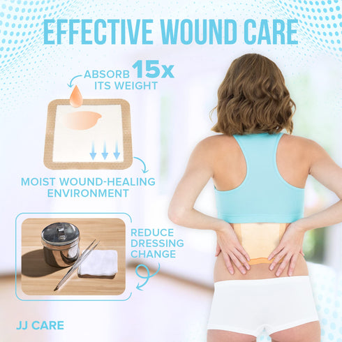 JJ CARE Silicone Foam Dressing 6x6 Inch - (Pack of 5, 10)