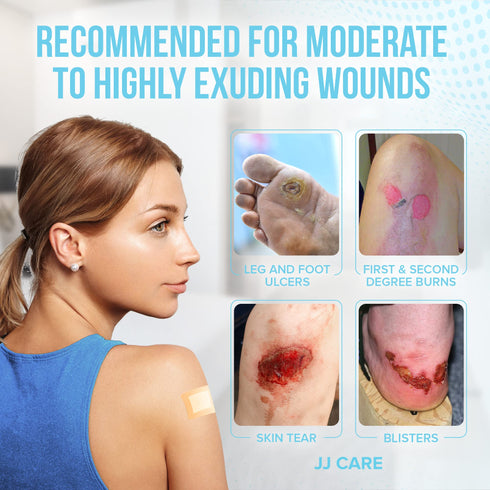 Silicone Foam Dressing, 2x2 Silicone Bandages for Wounds, Absorbent Foam Dressing with Adhesive Border, Medical Bandage with Showerproof Adhesive