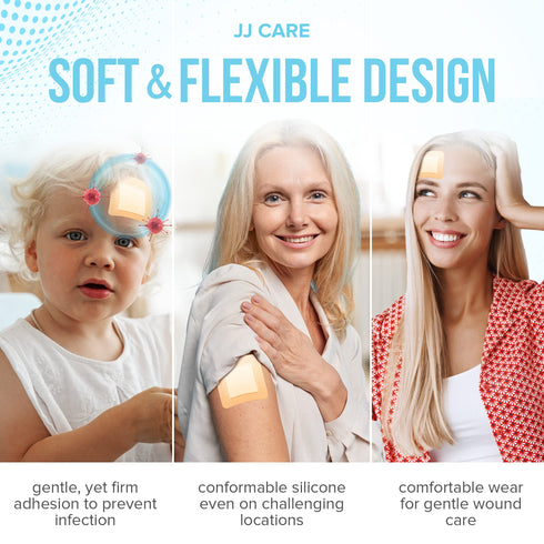 Silicone Foam Dressing, 2x2 Silicone Bandages for Wounds, Absorbent Foam Dressing with Adhesive Border, Medical Bandage with Showerproof Adhesive