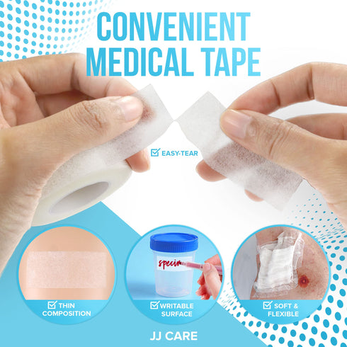 JJ CARE Micropore Tape 1” x 10 Yards - Breathable Paper Tape Medical Use, Latex-Free Paper Surgical Tape, Individually Boxed Paper Bandage Tape Rolls