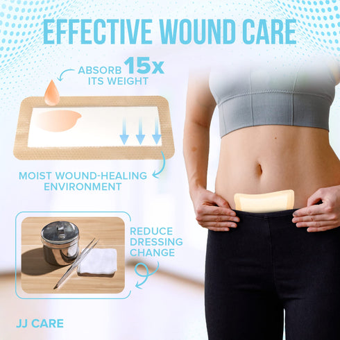 Silicone Foam Dressing, 2x5 Silicone Bandages for Wounds, Absorbent Foam Dressing with Adhesive Border, Medical Bandage with Showerproof Adhesive