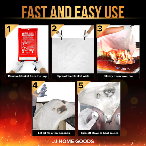 Emergency Fire Blanket 1 Blanket + Gloves + Hook