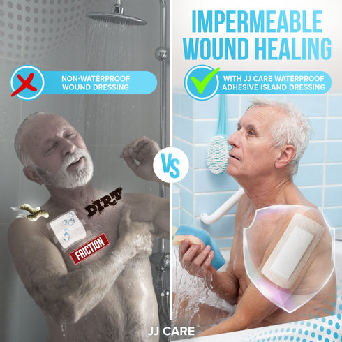 Waterproof Adhesive Island Dressing 4" x 8", Sterile Wound Dressing, Breathable Bordered Gauze Pads, Latex Free, Individually Wrapped Composite Dressing