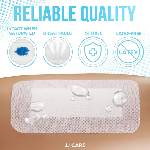 Waterproof Adhesive Island Dressing 4" x 8", Sterile Wound Dressing, Breathable Bordered Gauze Pads, Latex Free, Individually Wrapped Composite Dressing