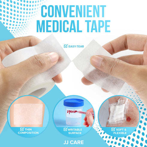 JJ CARE Micropore Tape 2” x 10 Yards - Breathable Paper Tape Medical Use, Latex-Free Paper Surgical Tape, Individually Boxed Paper Bandage Tape Rolls