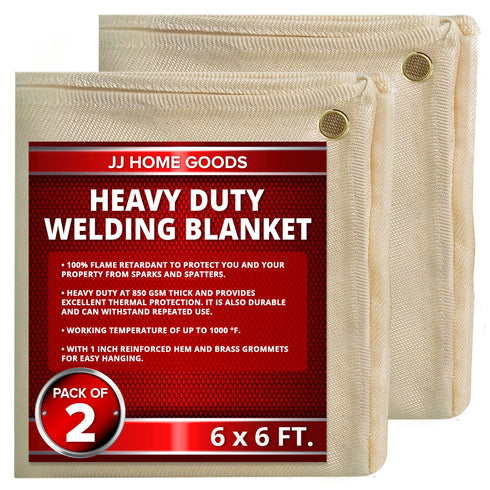 JJ CARE Welding Blanket - 850GSM 6ft x 6ft Heavy Duty Welding Blankets Fireproof with Brass Grommets, Fiberglass Welding Curtain, Fire Retardant Welders Blanket, Welding Shield