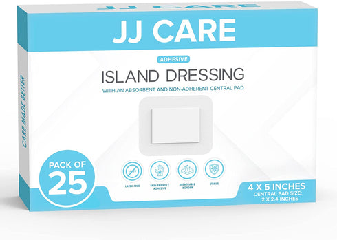 Adhesive Island Dressing 4 x 4 and 4 x 5 inch (Pack of 25, 50)
