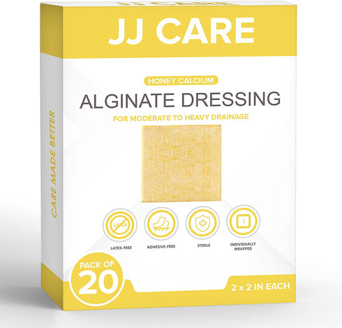 Honey Calcium Alginate Dressing (Pack of 10, 20) 2x2 IN