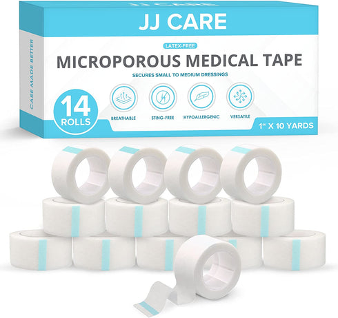 JJ CARE Micropore Tape 1” x 10 Yards - Breathable Paper Tape Medical Use, Latex-Free Paper Surgical Tape, Individually Boxed Paper Bandage Tape Rolls