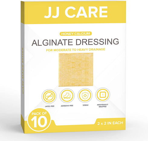 Honey Calcium Alginate Dressing (Pack of 10, 20) 2x2 IN